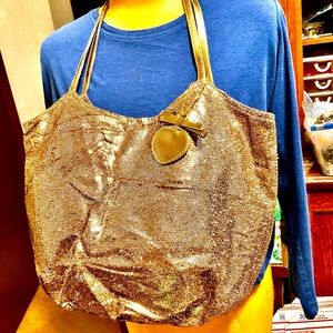 Shoulder bag with gold sparkle